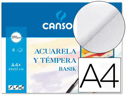 6h papel dibujo Canson Basik Acuarel A4+ 370g/m²